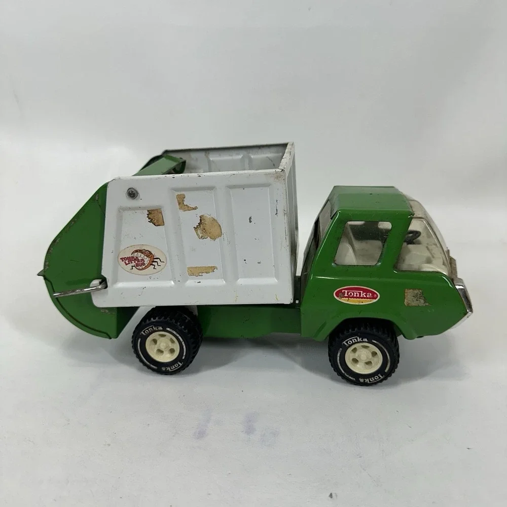 1970s Tonka Pressed Steel Litter Bug Garbage Truck Green/White ‎ Vintage